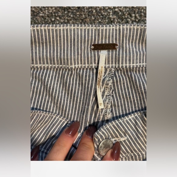 Free People Skinny Striped High-Waisted Pants - Picture 2 of 3